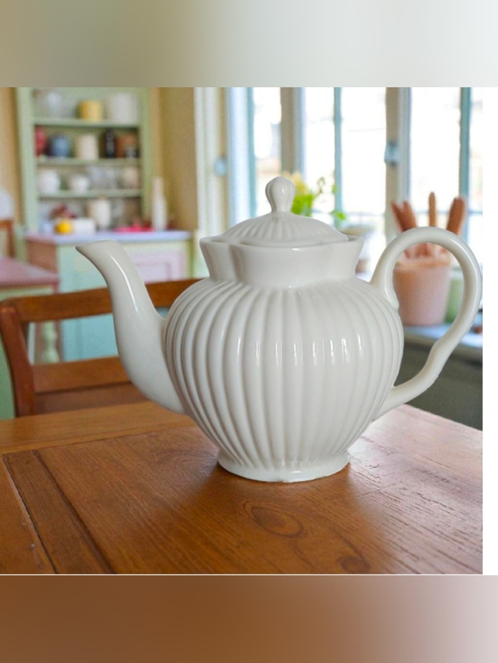 Ivory Fluted Teapot